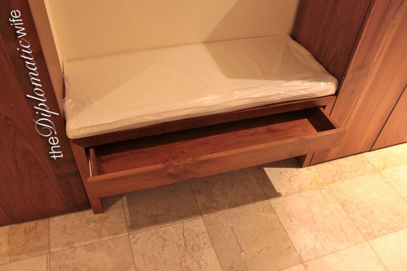 Bench with drawer for socks